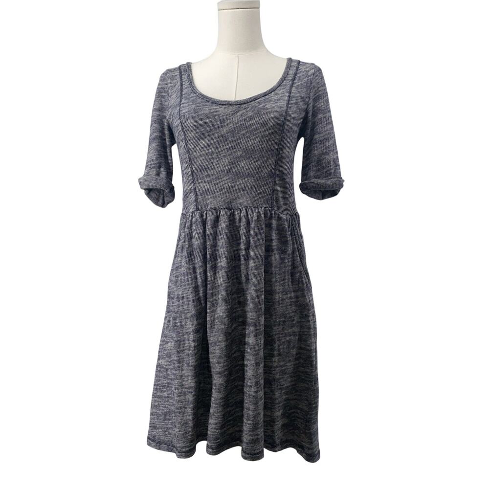 Anthropologie Saturday Sunday Womens Dress Gray White 100% Cotton W/ Pockets XS